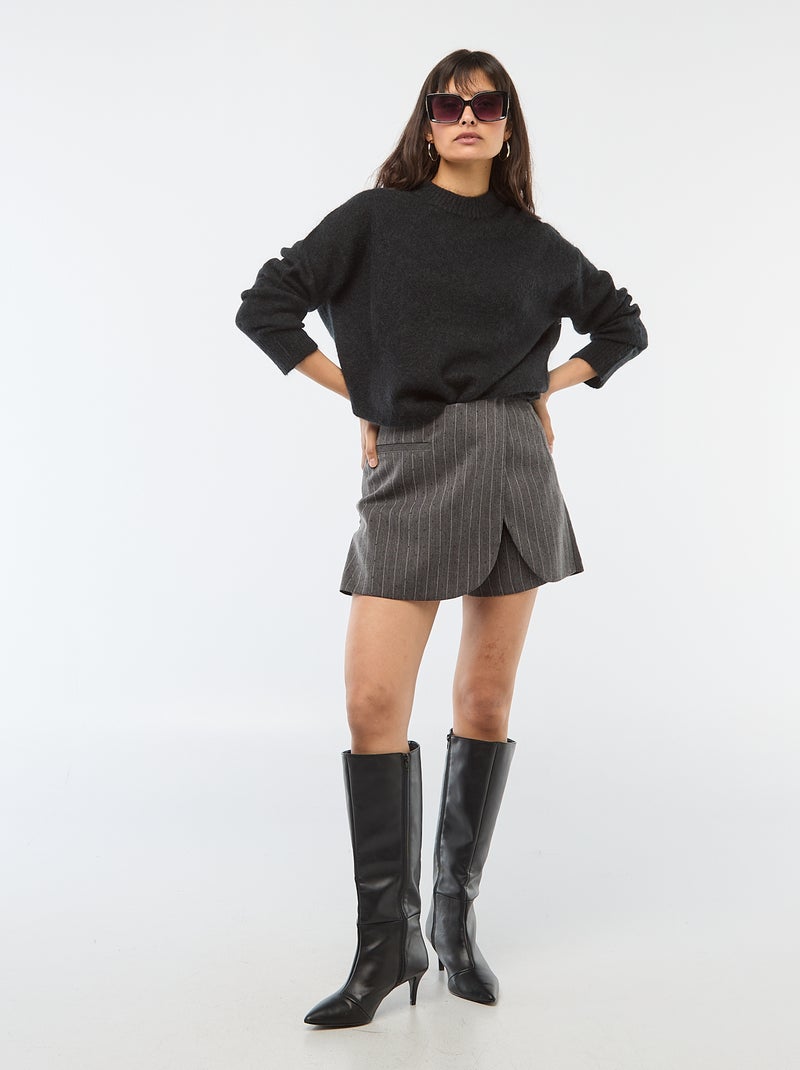 Pull doux en mohair et laine Noir - Kiabi