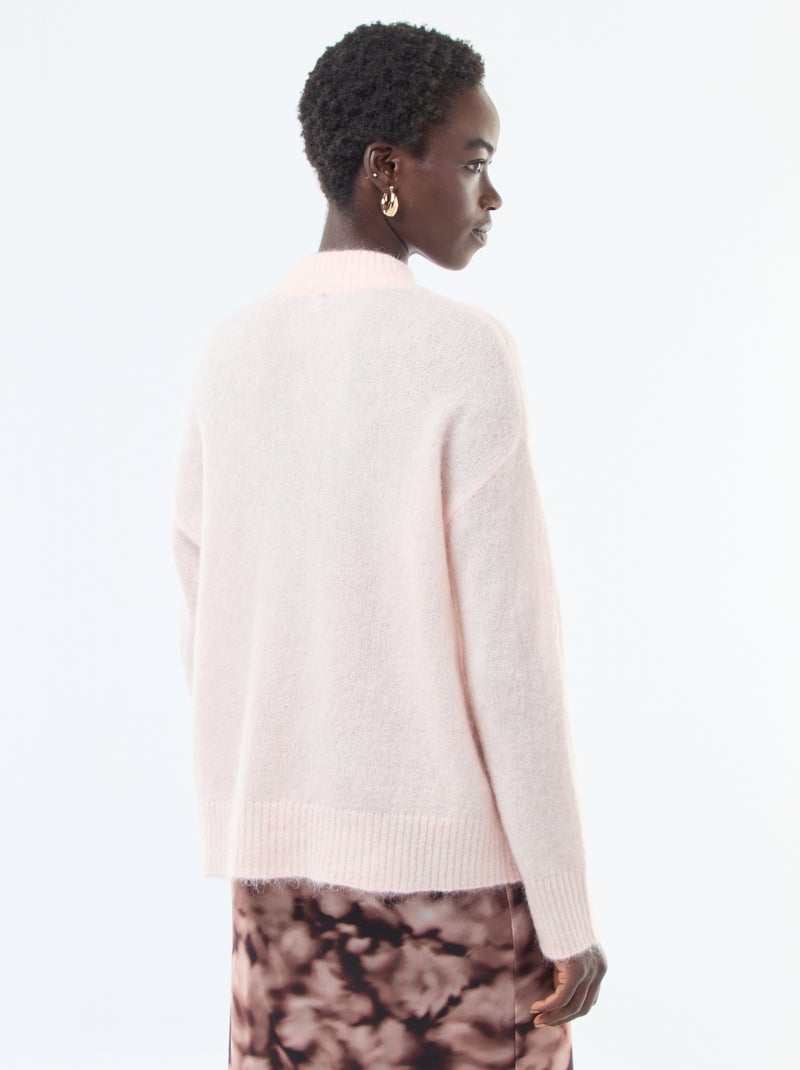 Pull doux en mohair et laine Rose - Kiabi