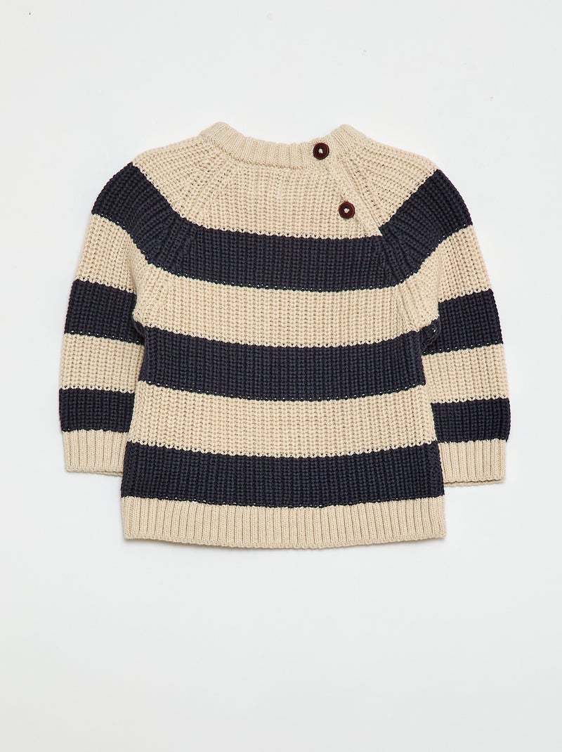 Pull en coton en maille perlée Beige - Kiabi