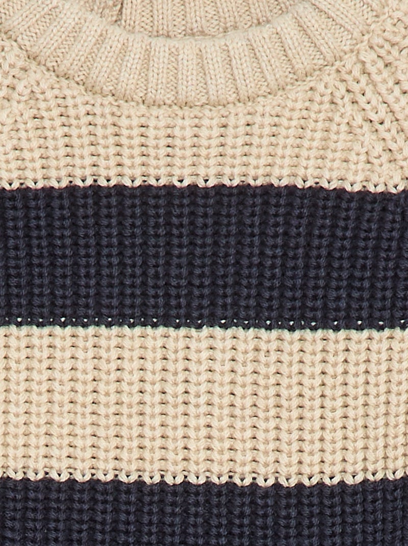 Pull en coton en maille perlée Beige - Kiabi