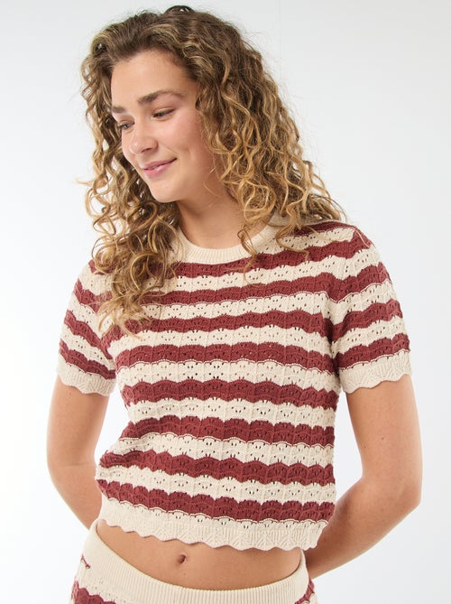 Pull en crochet à manches courtes - Kiabi