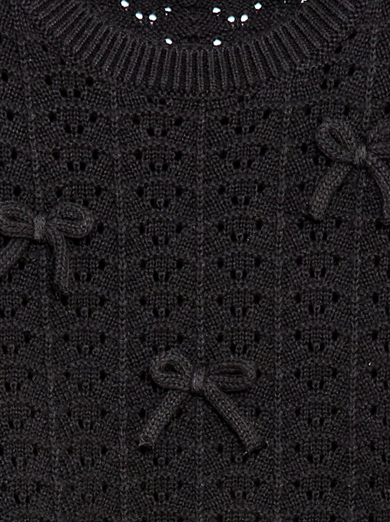 Pull en crochet à manches courtes Noir - Kiabi