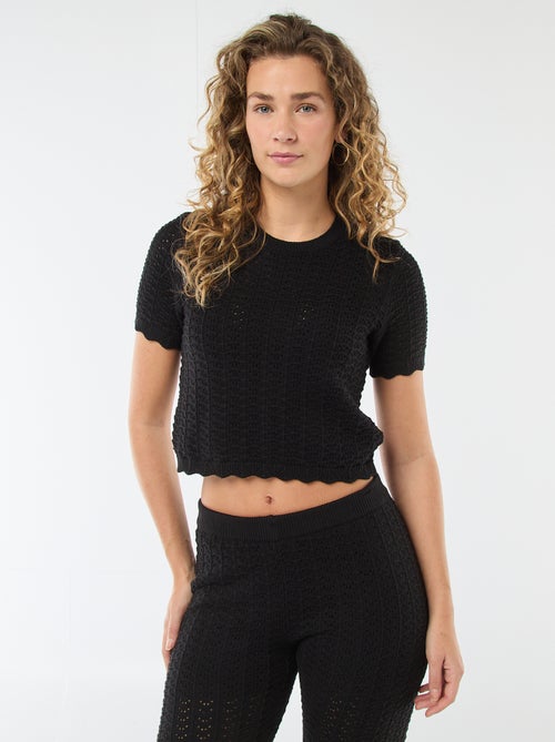 Pull en crochet à manches courtes - Kiabi