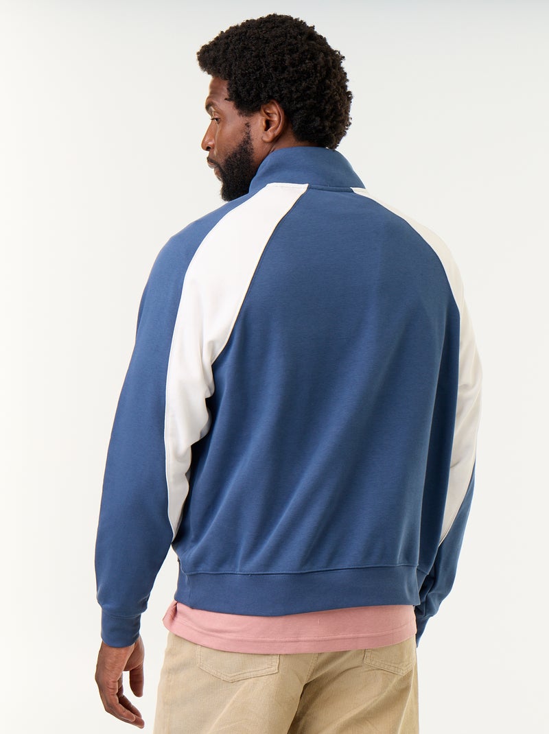 Pull en French Terry col camionneur Bleu - Kiabi