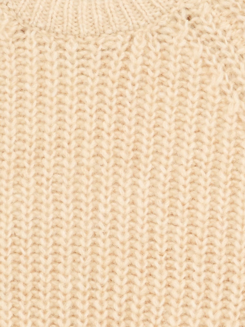 Pull en grosse maille unie Beige - Kiabi