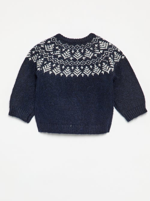 Pull en jacquard avec boutonnage à l'emmanchure - Kiabi