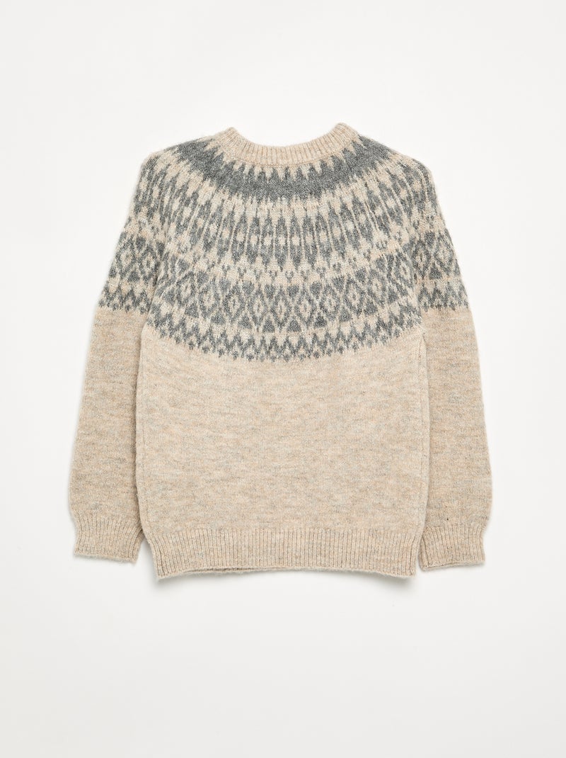 Pull en jacquard Beige - Kiabi