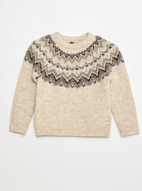 Pull en laine motif jacquard - Kiabi