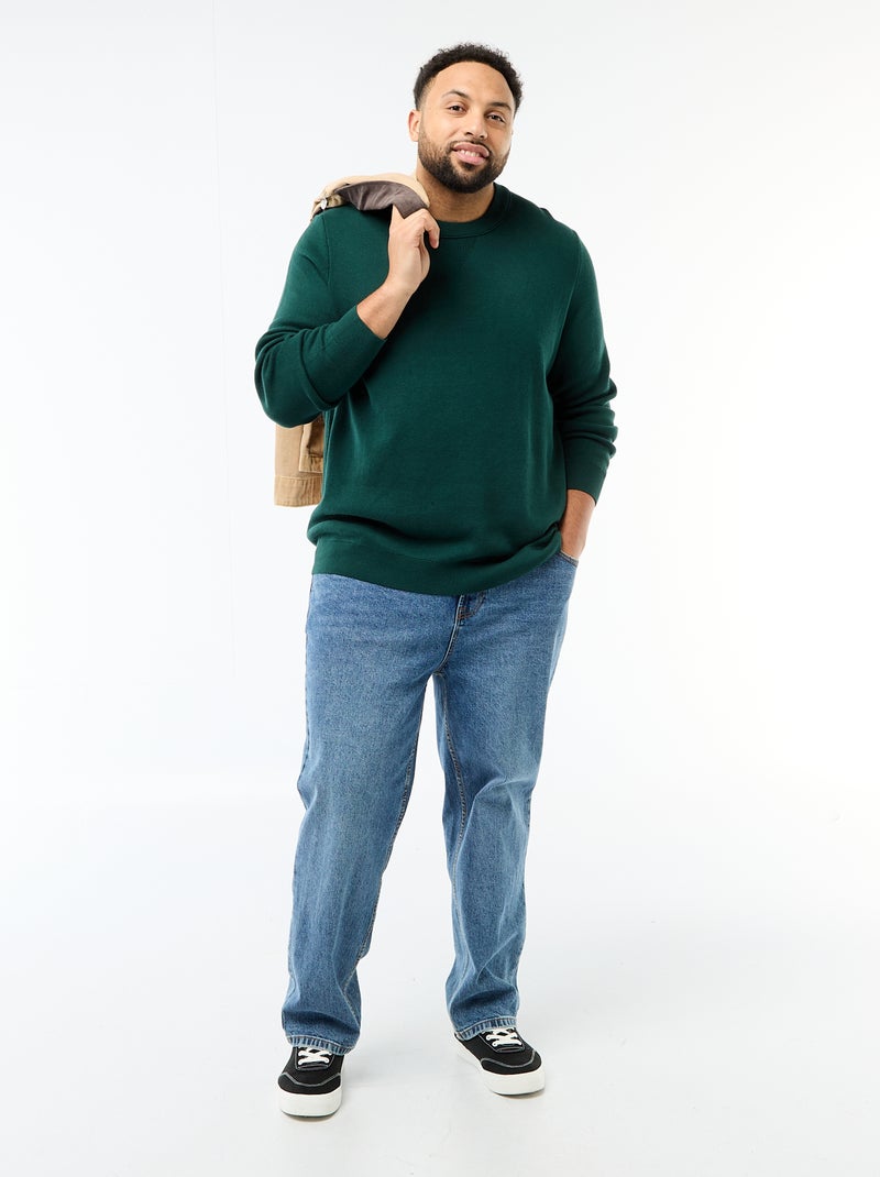 Pull en maille à col rond Vert - Kiabi