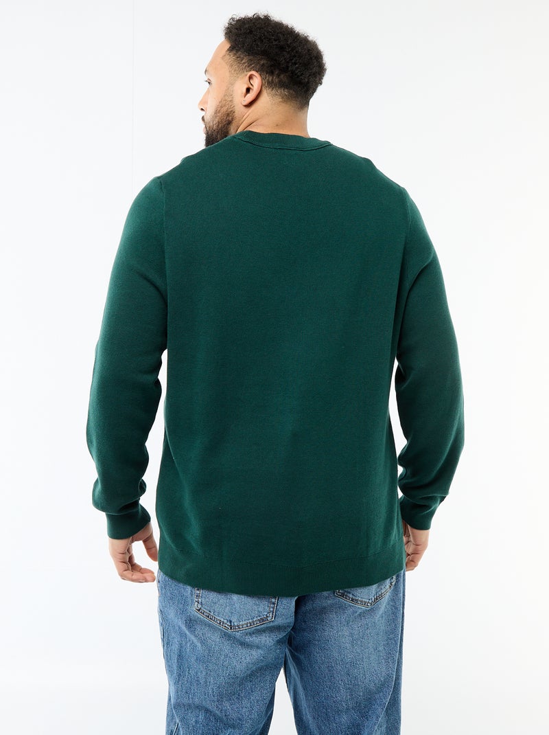 Pull en maille à col rond Vert - Kiabi
