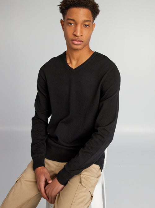 Pull en maille à col V + d'1m90 - Kiabi