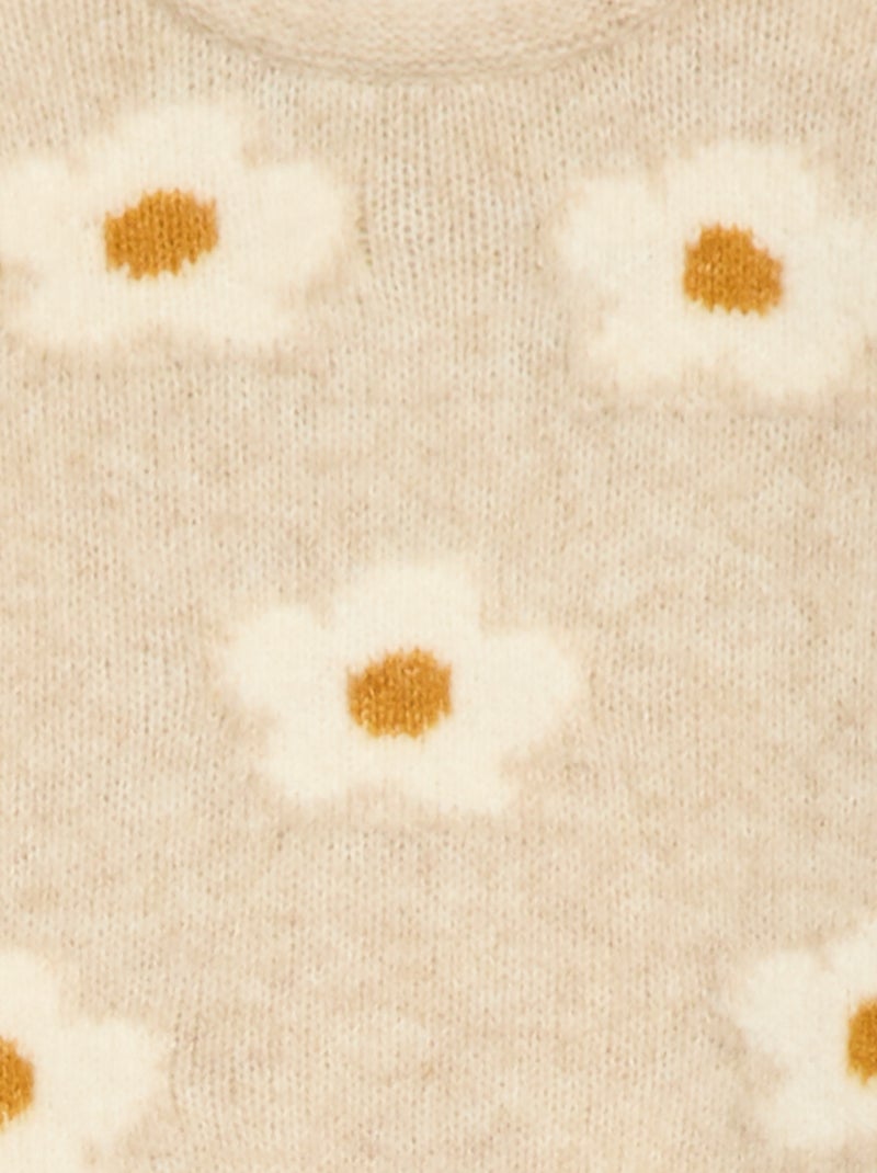 Pull en maille à motif fantaisie Beige - Kiabi