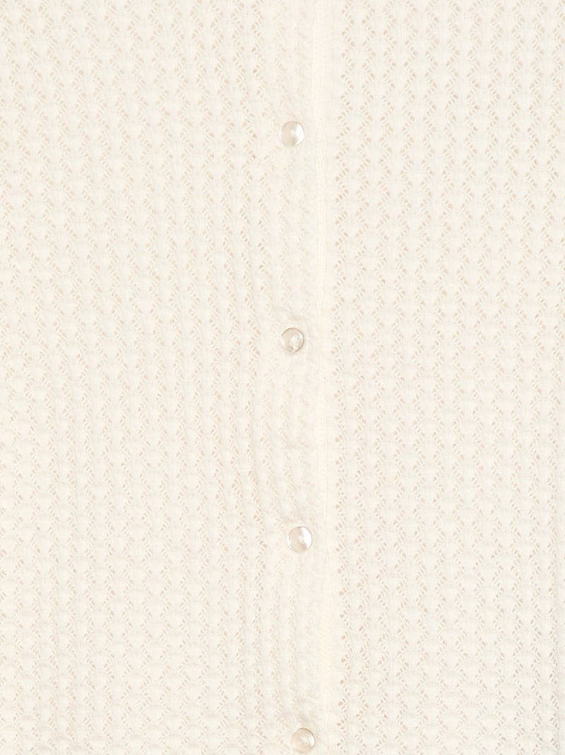 Pull en maille ajourée à col rond Blanc - Kiabi