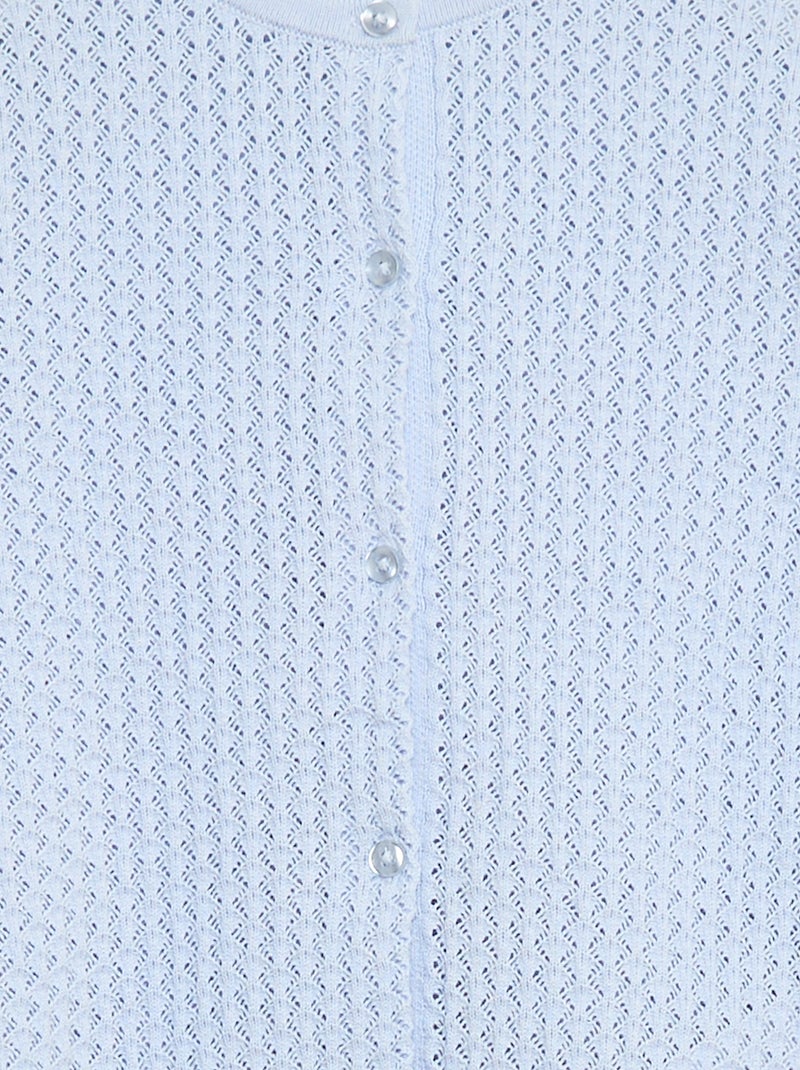 Pull en maille ajourée à col rond Bleu - Kiabi