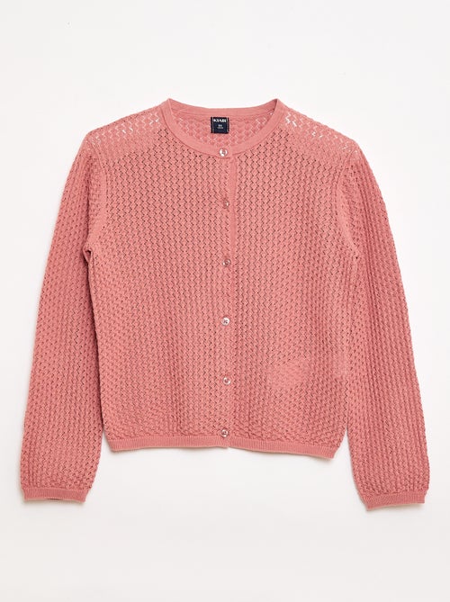 Pull en maille ajourée à col rond - Kiabi