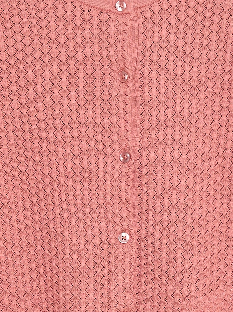 Pull en maille ajourée à col rond Rose - Kiabi
