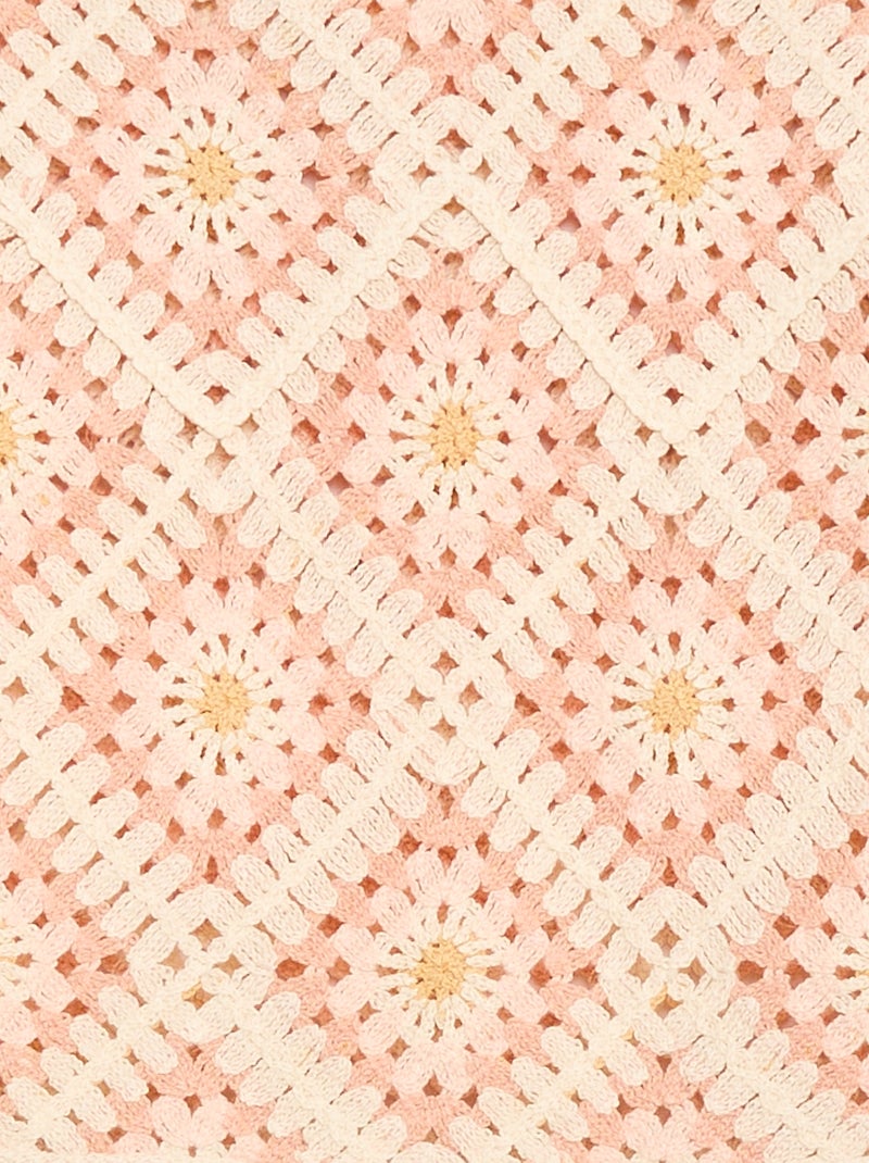 Pull en maille ajourée avec broderies fleurs Rose - Kiabi