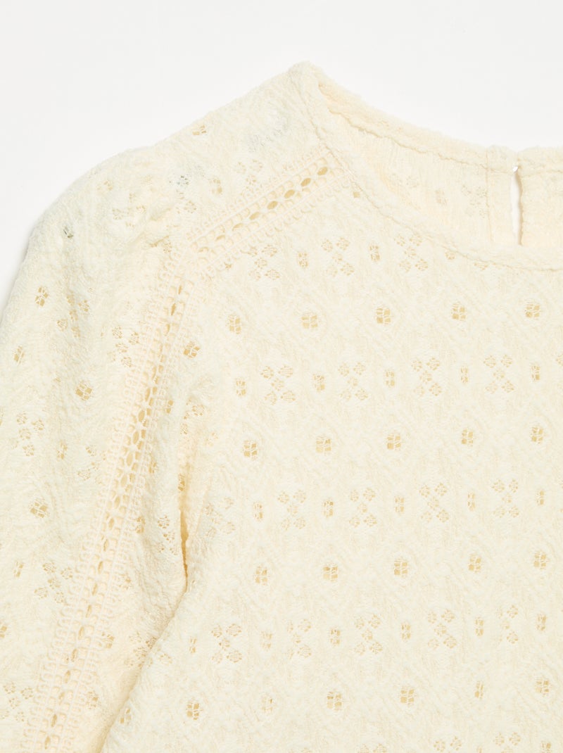 Pull en maille ajourée Beige - Kiabi