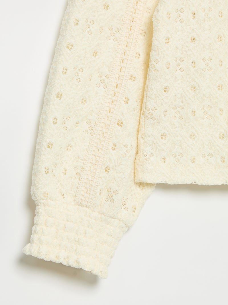 Pull en maille ajourée Beige - Kiabi