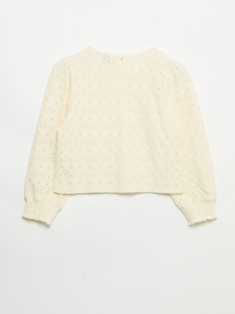 Pull en maille ajourée Beige - Kiabi