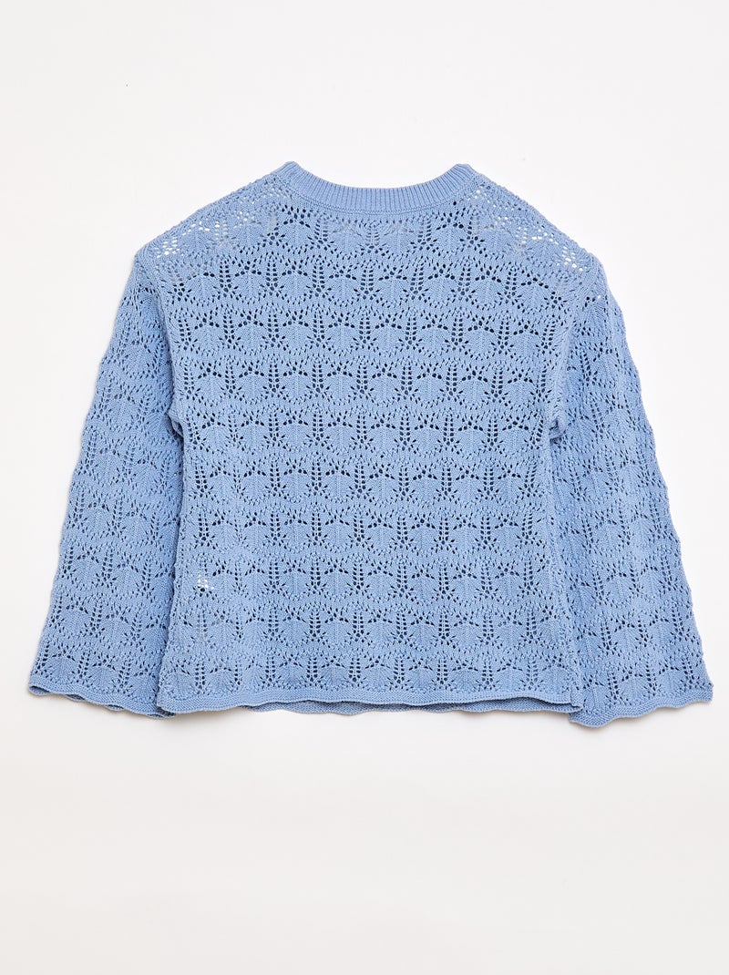 Pull en maille ajourée Bleu - Kiabi