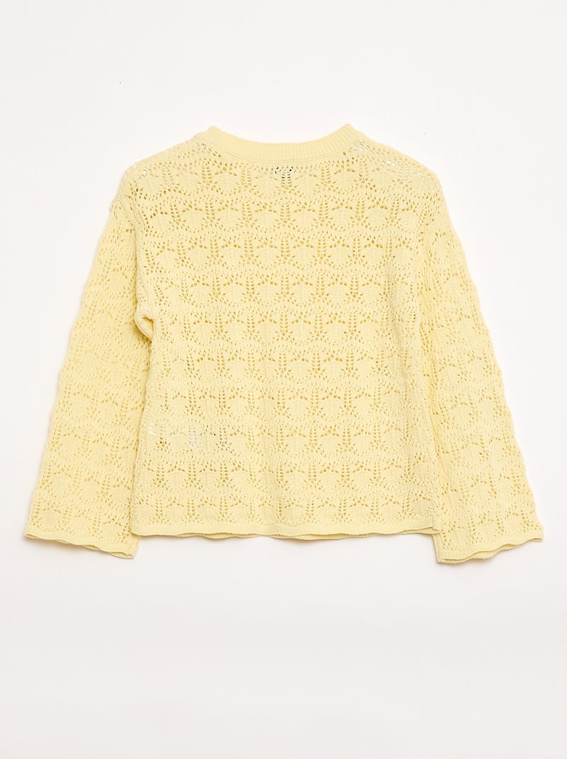 Pull en maille ajourée Jaune - Kiabi