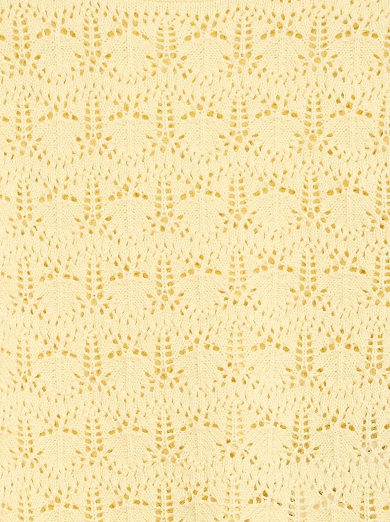 Pull en maille ajourée Jaune - Kiabi