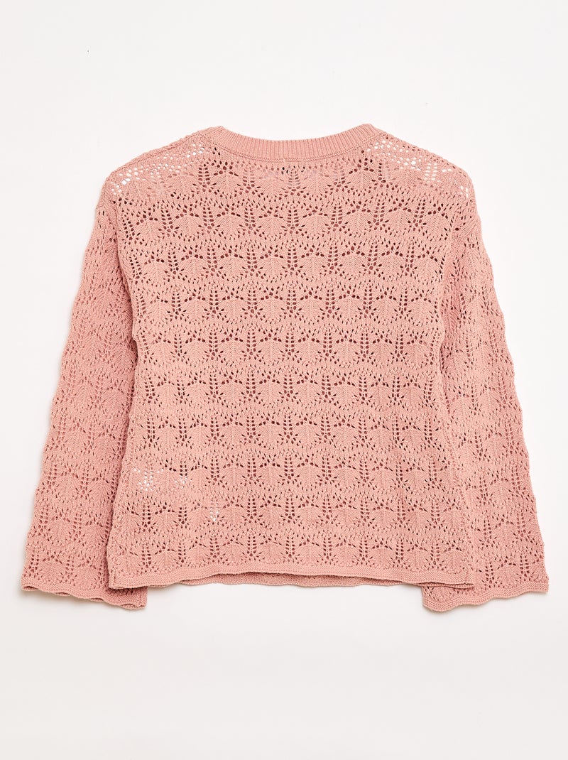 Pull en maille ajourée Rose - Kiabi