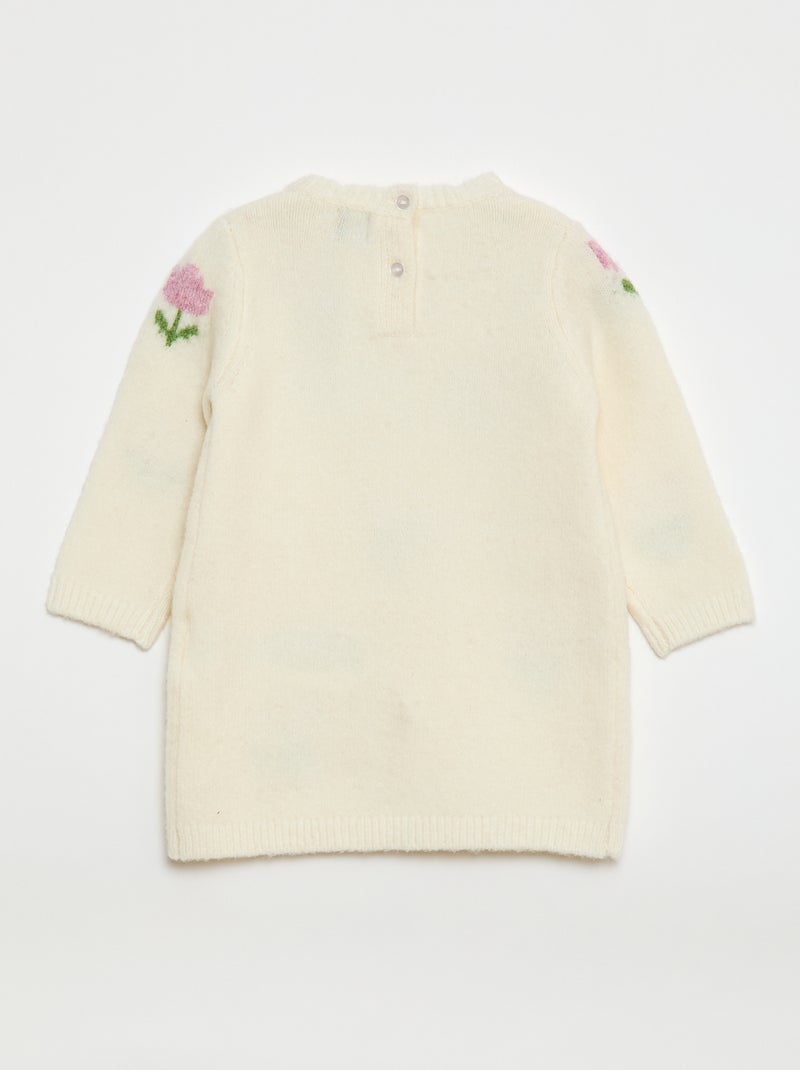 Pull en maille avec animation jacquard Blanc - Kiabi
