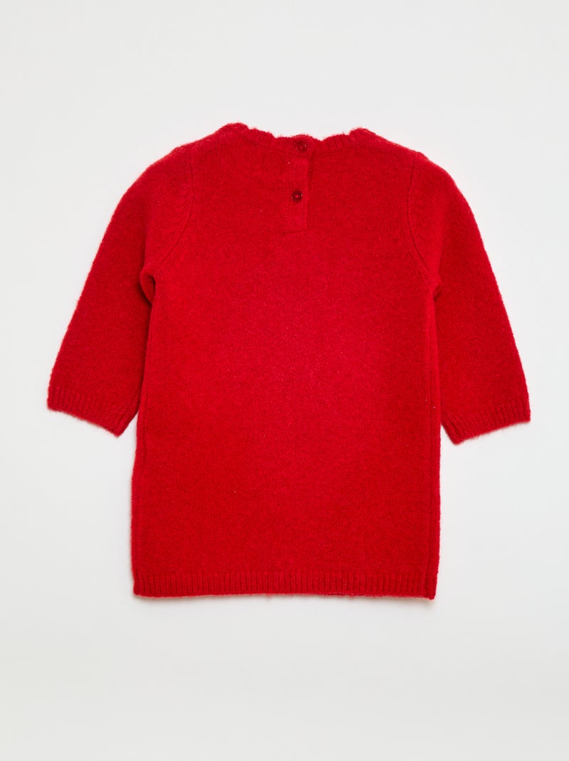 Pull en maille avec animation jacquard Rouge - Kiabi