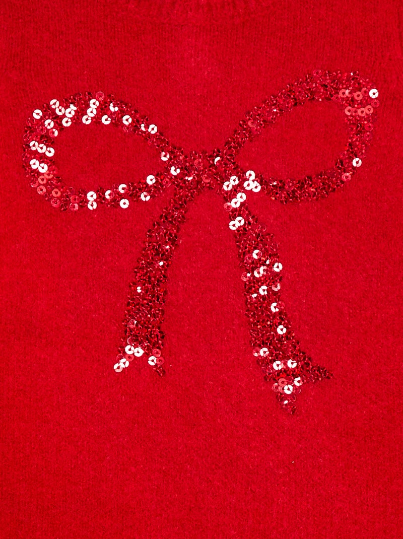 Pull en maille avec animation jacquard Rouge - Kiabi