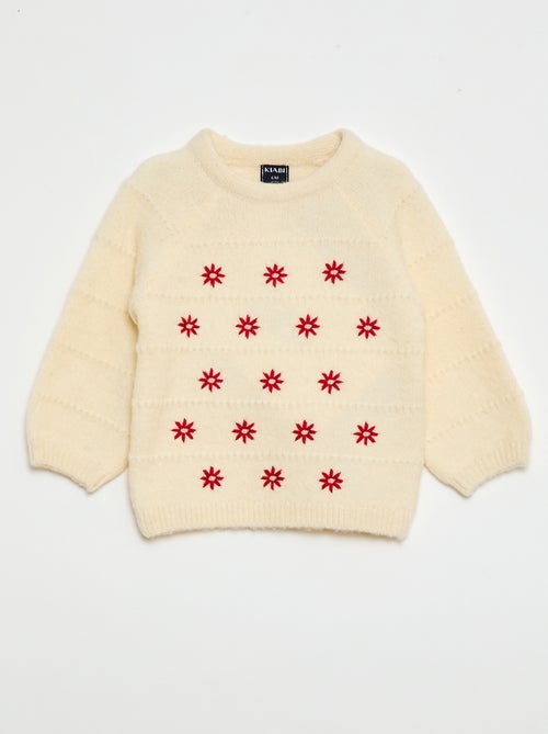 Pull en maille avec broderies - Kiabi