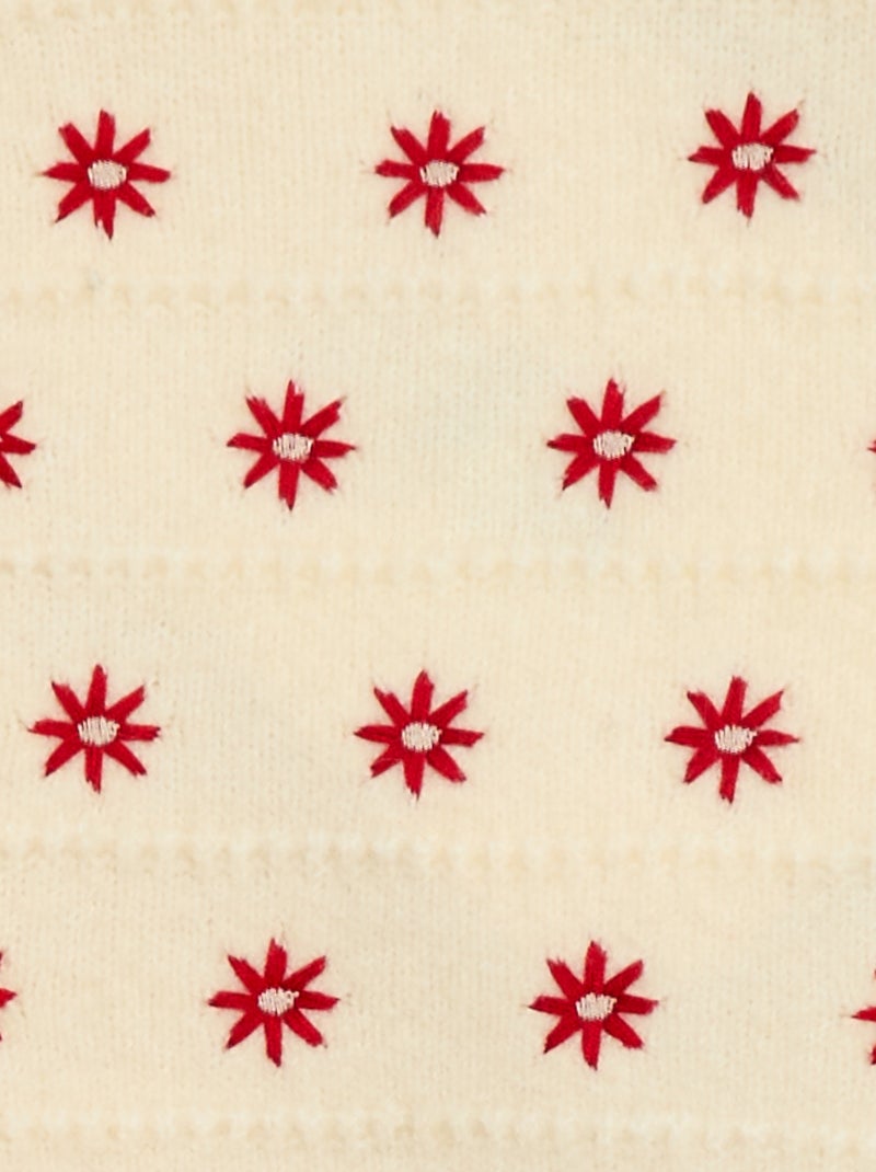 Pull en maille avec broderies Blanc - Kiabi