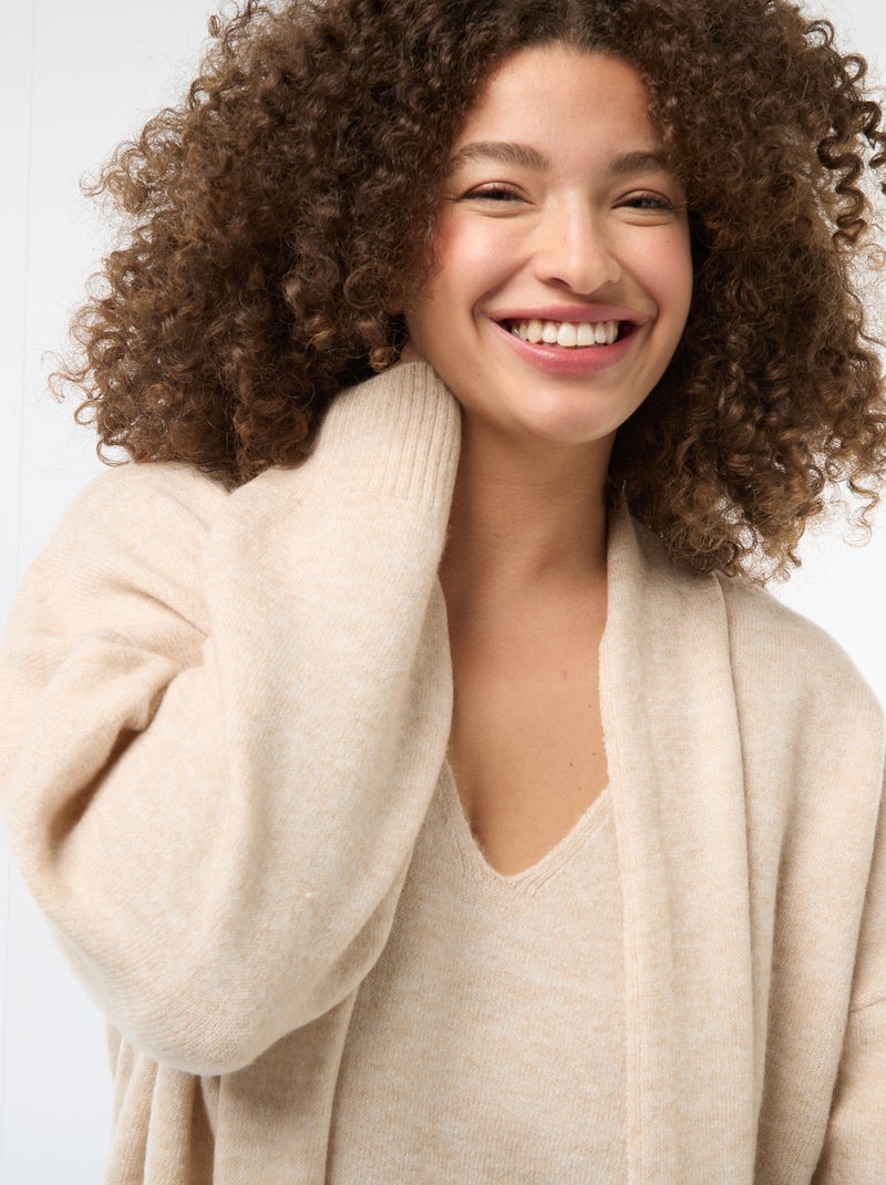 Pull en maille avec écharpe intégrée Beige - Kiabi