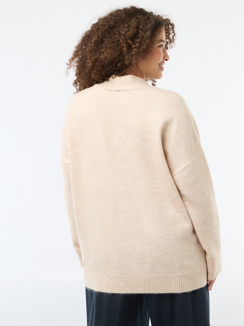 Pull en maille avec écharpe intégrée Beige - Kiabi