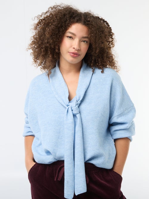 Pull en maille avec écharpe intégrée - Kiabi