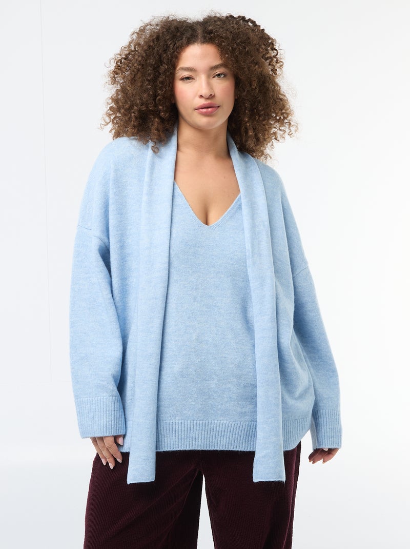 Pull en maille avec écharpe intégrée Bleu - Kiabi
