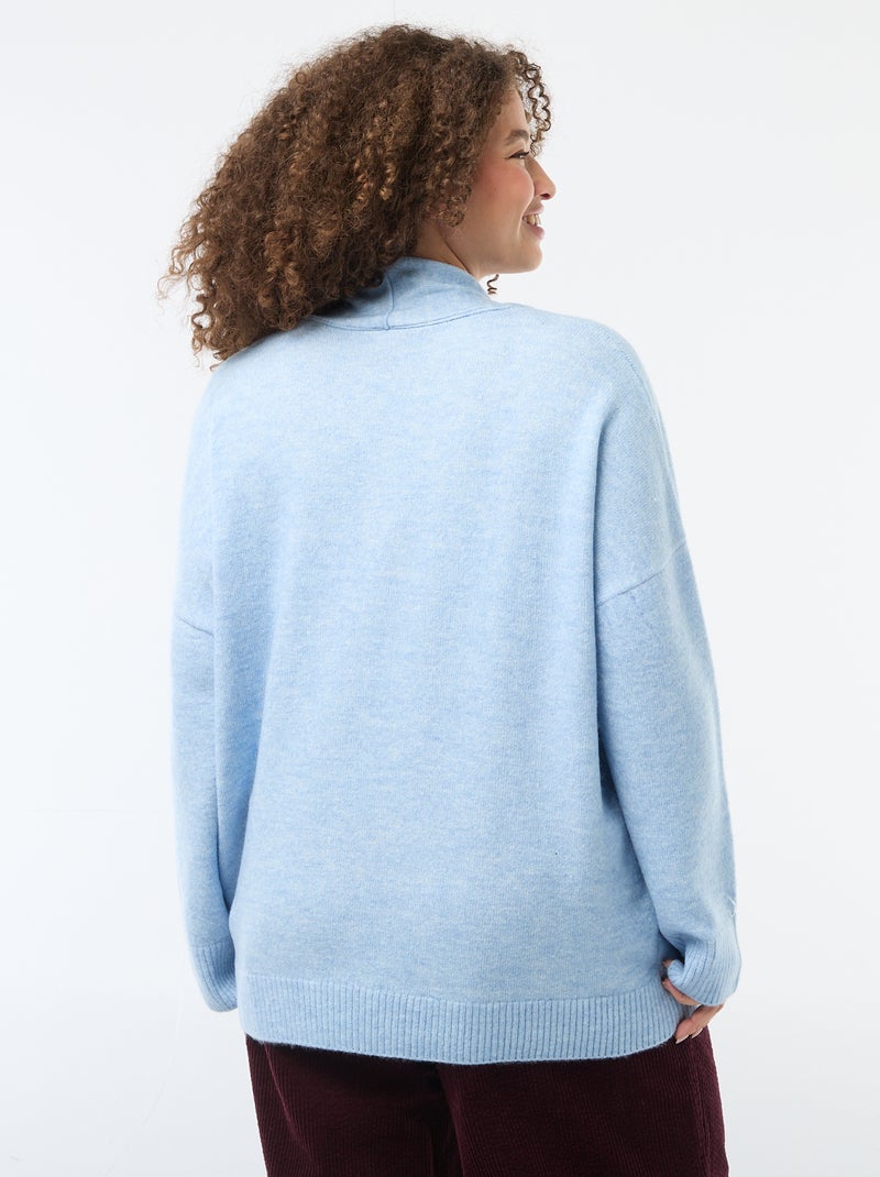 Pull en maille avec écharpe intégrée Bleu - Kiabi