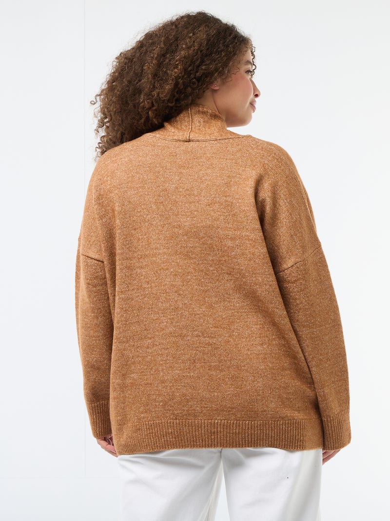 Pull en maille avec écharpe intégrée Marron - Kiabi