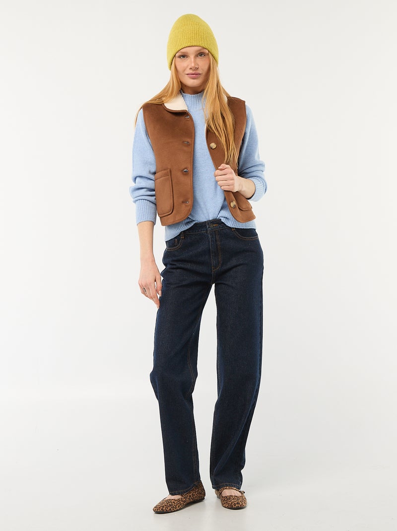 Pull en maille col montant Bleu - Kiabi