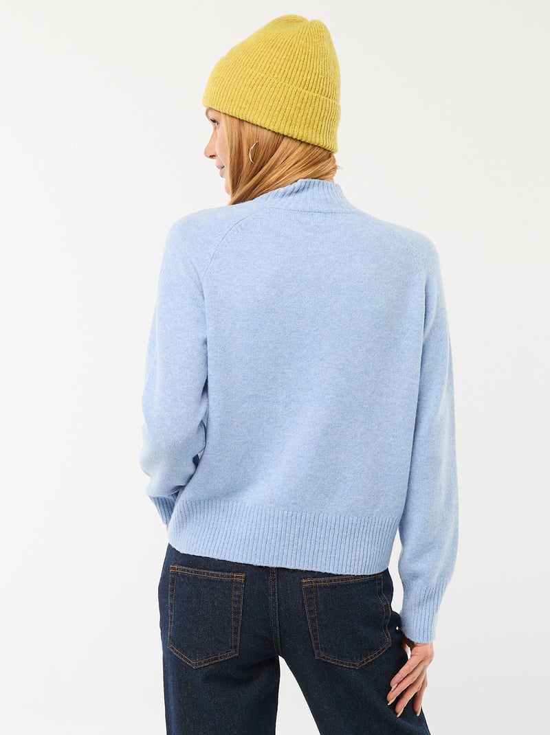 Pull en maille col montant Bleu - Kiabi
