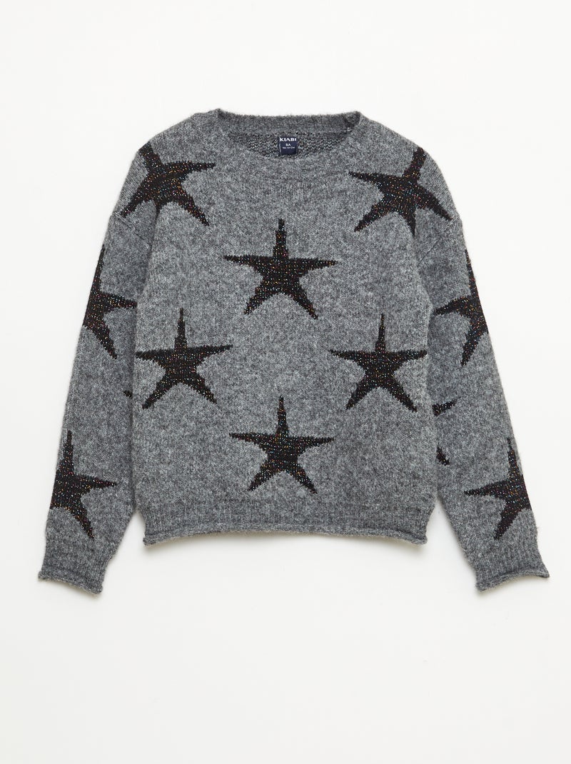 Pull en maille col rond Gris - Kiabi