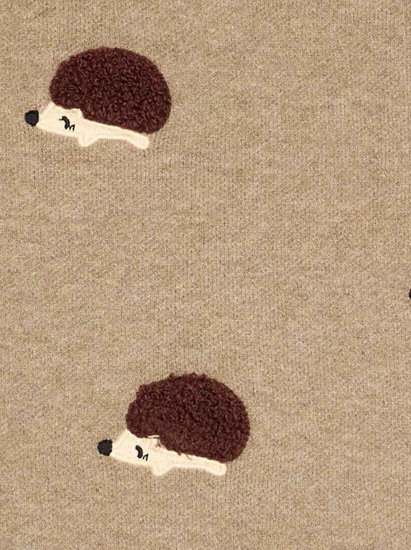 Pull en maille compacte avec broderies animaux Beige - Kiabi