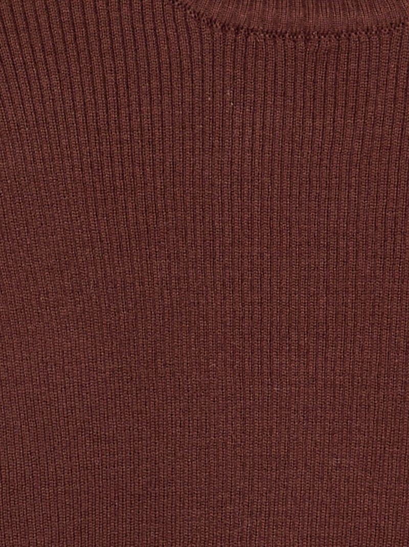 Pull en maille côtelée Marron - Kiabi