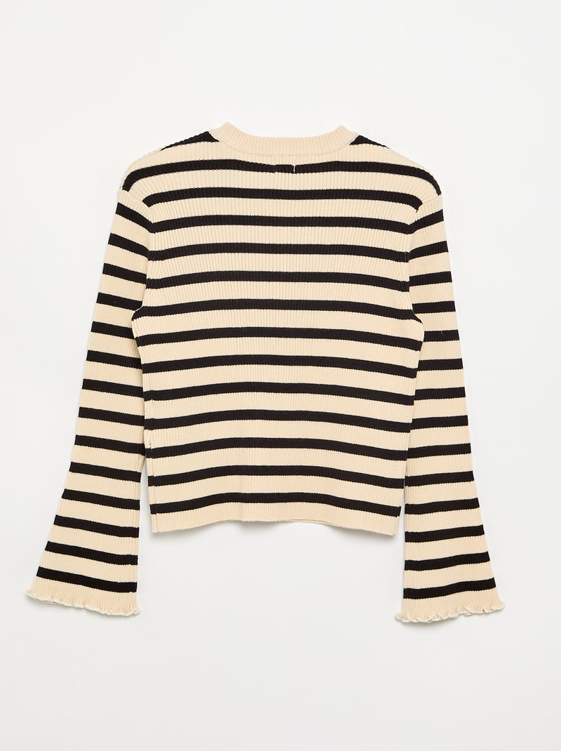 Pull en maille côtelée Noir - Kiabi