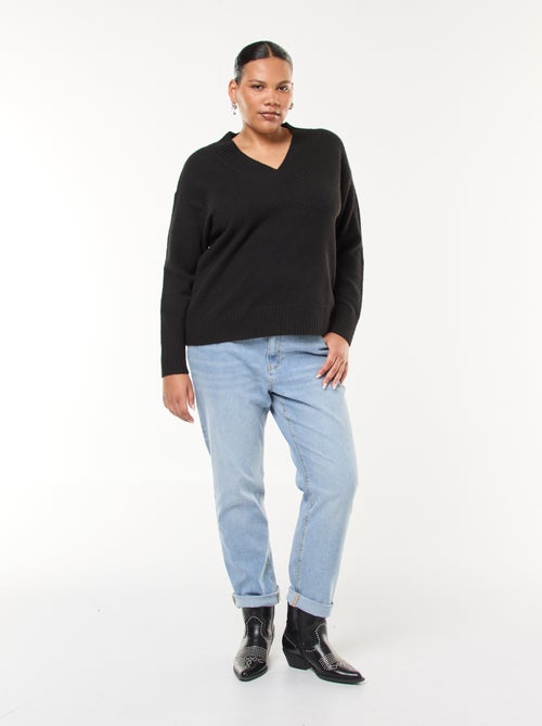 Pull en maille épaisse avec col V - Kiabi