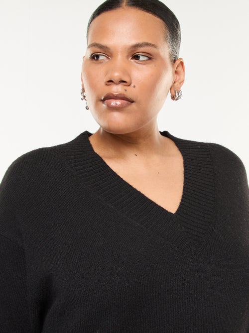 Pull en maille épaisse avec col V - Kiabi