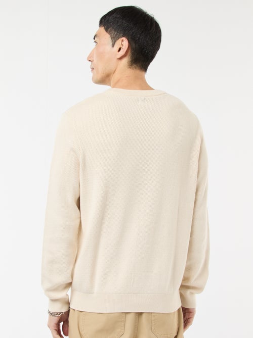 Pull en maille fantaisie à col rond - Kiabi