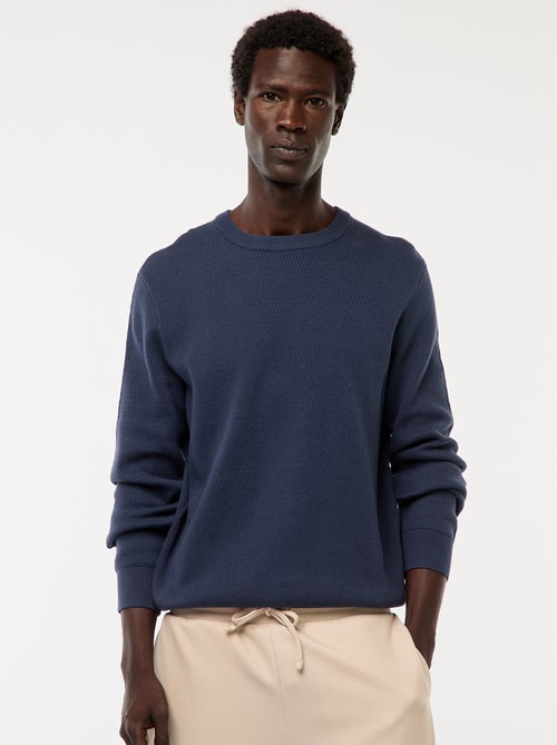 Pull en maille fantaisie à col rond - Kiabi
