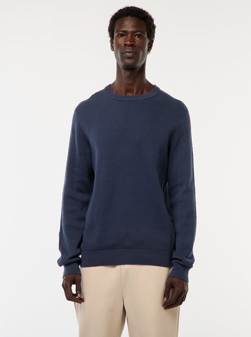 Pull en maille fantaisie à col rond - Kiabi